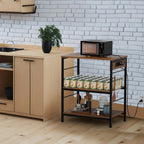 Bakers Rack with Power Outlet Kitchen Microwave Stand Cart 3 Tier Coffee Bar Table Kitchen Storage Shelf Rack with 10 S-Shaped Hooks for Living Room Dining Room Office Brown