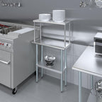 AmGood Stainless Steel Work Table with Wide Single Tier Overshelf | Metal Kitchen Prep Table & Shelving Combo (14" x 30" Work Table + 12" Overshelf), AMG-WT-1430+SOS-1230
