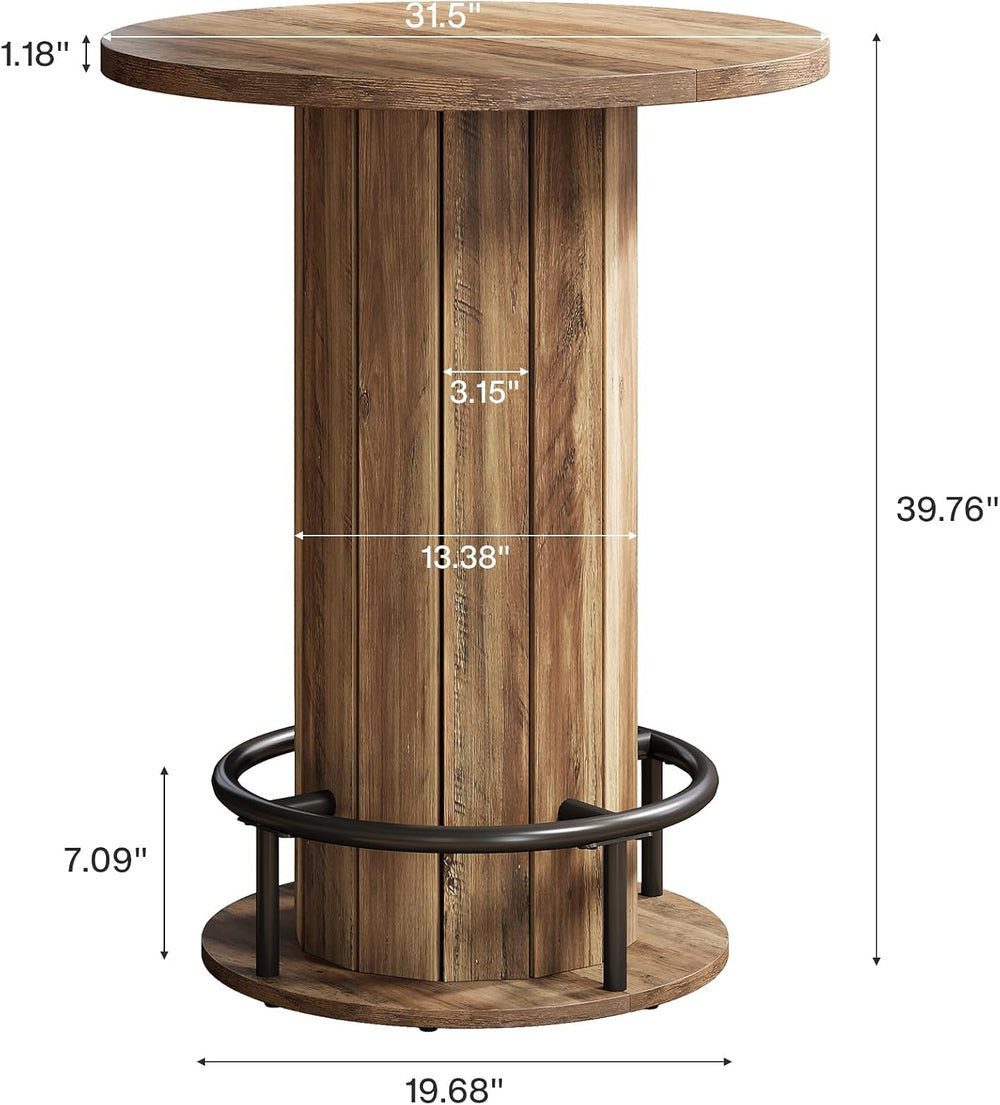 Tribesigns Round Dining Table, Bar Height Commercial Kitchen Table with Wood ...
