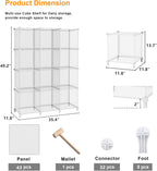 AWTATOS Cube Storage Organizer, Closet Organizers and Storage, 12 Cube Shelves Bookshelf, DIY Stackable Plastic Clothes Organizer Shelving for Bedroom, Home, Transparent Twill