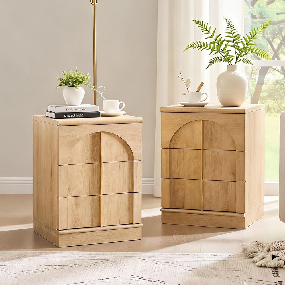 ACCOHOHO Modern Night Stand Set 2 with Arched Panel, 18" Nightstand with...