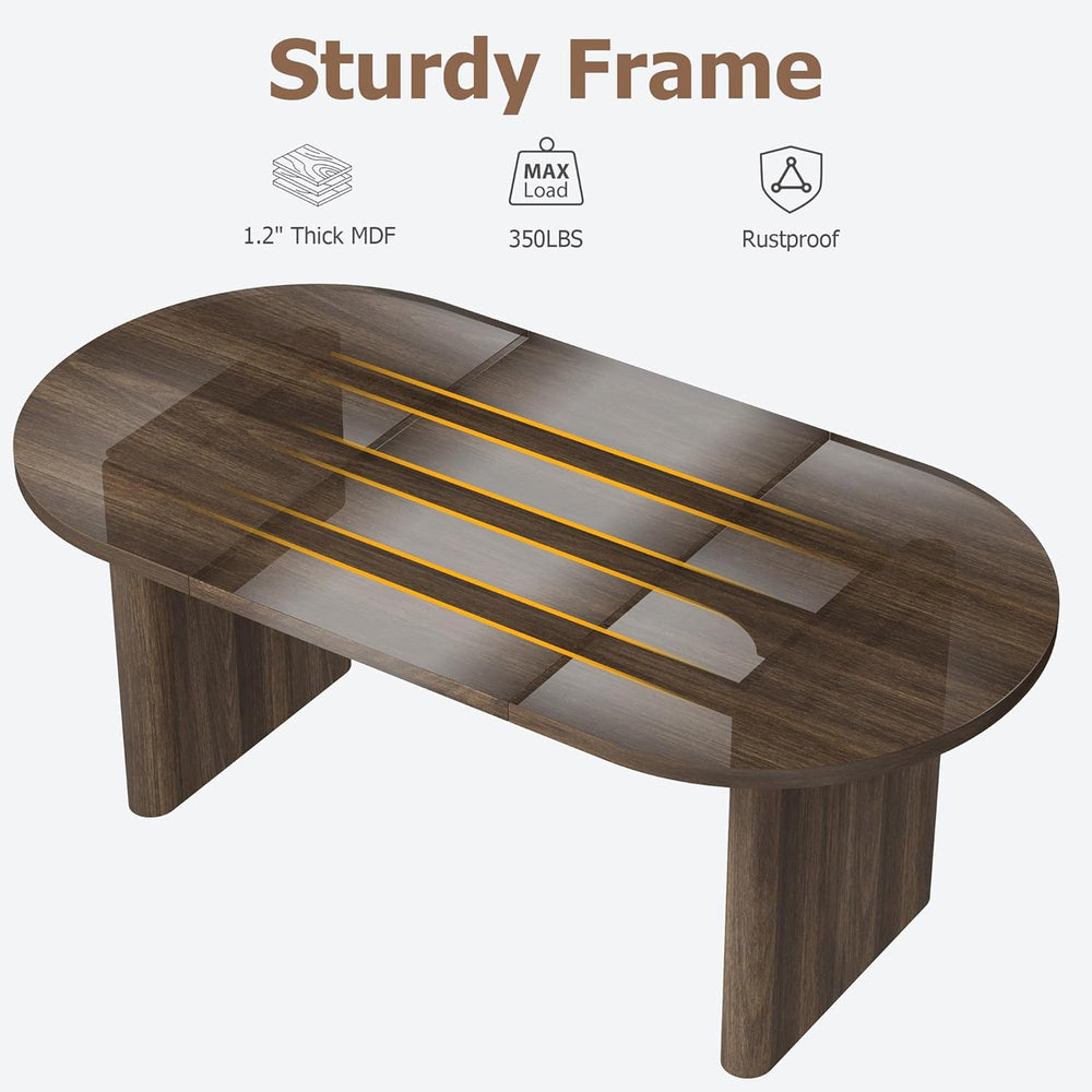IDEALHOUSE 70.8" Oval Dining Table for 4-8, Wood Kitchen Table with Doub...