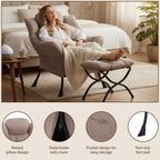 Welnow Lazy Chair with Ottoman, Reading Chair with Footrest，Khaki | A Side Pocket,Armrests,Foldable Footrest,Thick Cushioned Seat & Backrest, Lounge Chair for Bedroom,Living Room & Small Space