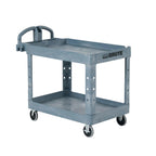 Rubbermaid Commercial Products BRUTE Heavy Duty 2-Shelf Utility/Service Cart, Large, Lipped Shelves, Ergonomic Handle, 750 lbs. Capacity, Black, for Warehouse/Garage/Cleaning/Maintenance/Stadiums