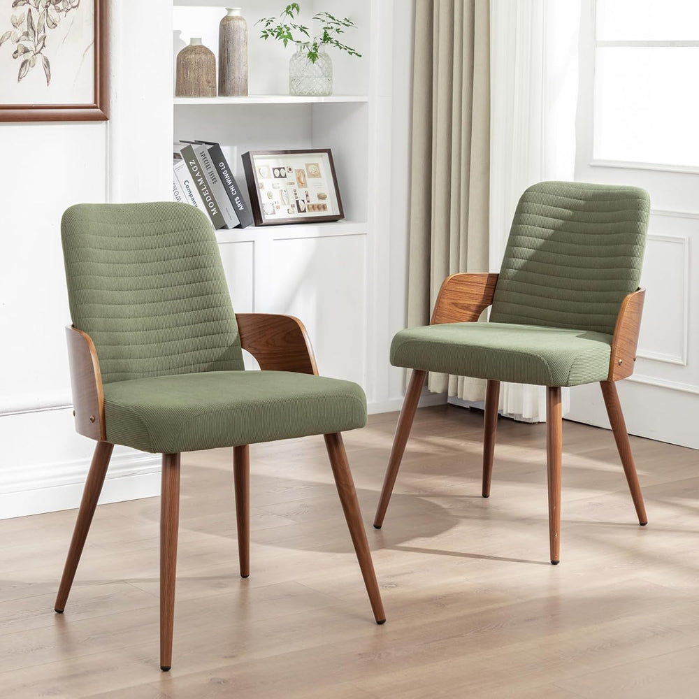 Dining Room Chairs Set of 2,Mid Century Modern Kitchen Chairs,Green Corduroy ...