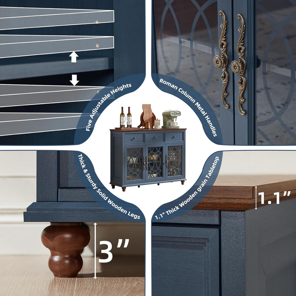 Joaxswe Farmhouse Sideboard Buffet Cabinet with Storage,48" Large Creden...