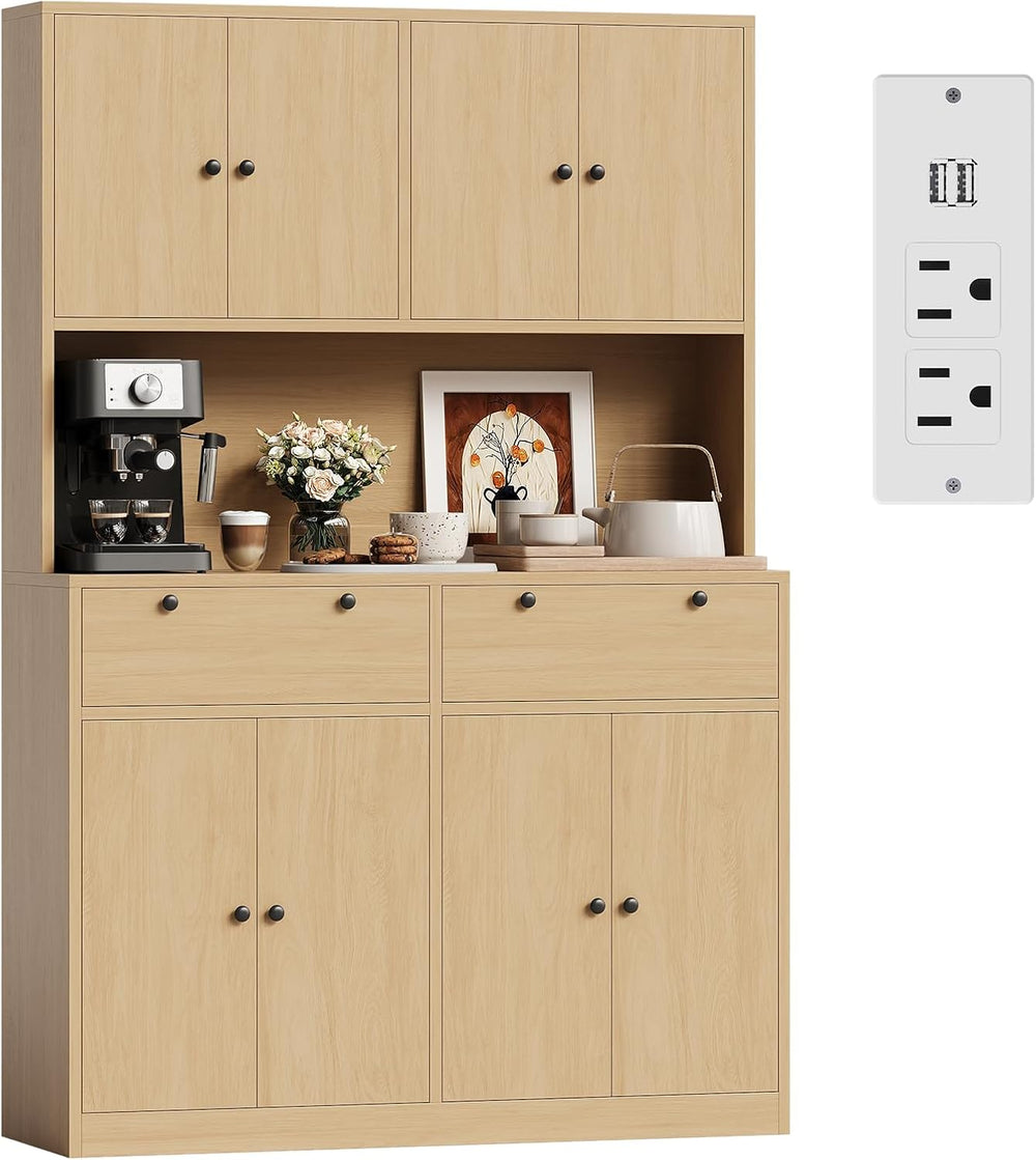 Jojoka Modern Tall Kitchen Pantry Cabinet with Charging Station – 71" He...