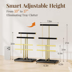 pickpiff Jewelry Holder Organizer with Velvet, Adjustable 10"-17" Tall, Metal Stand for Display Bracelet, Necklace, Earrings, Rings, Black and Gold