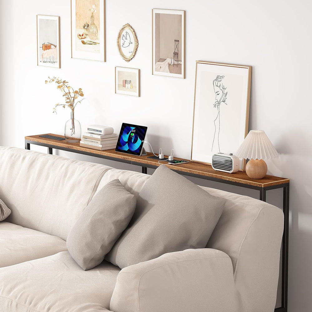 Bathola 71'' Behind Couch Table with 2 Outlets, Sofa Tables Narrow Lo...