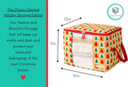 Designer Christmas Canvas Clothing Storage Bags 2 Pack Clothes Organizer bags for sweaters, clothing, garments, quilt, linens, large folding organizers with zip & window, moth proof space saver