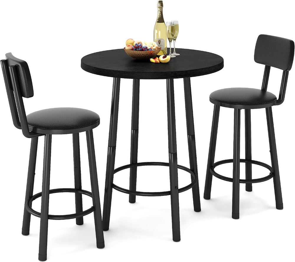 Recaceik 3‑Piece Pub Dining Set, Counter Height Modern Round Bar Table with W...