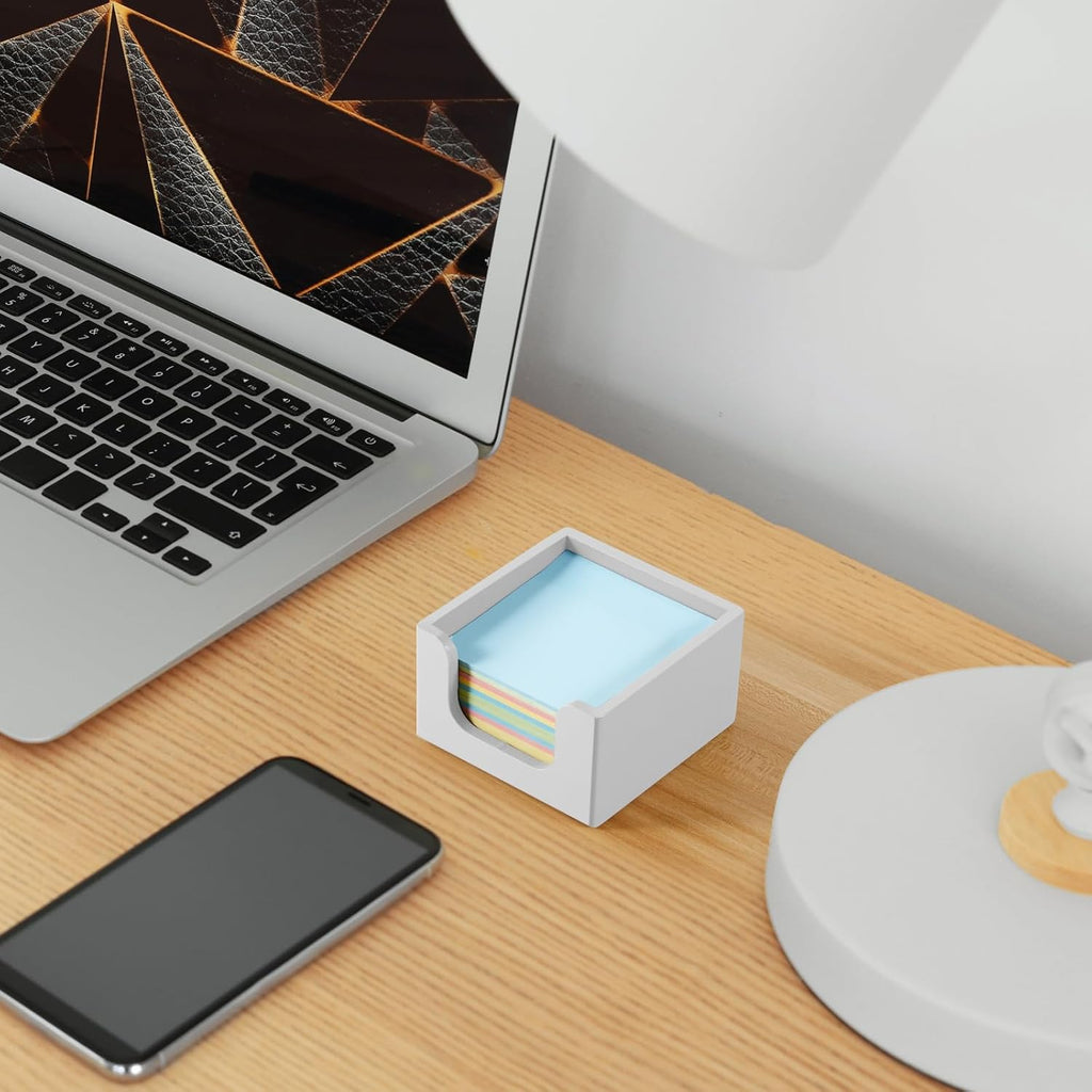 Sticky Note Holder, Sticky Note Dispenser for Office Desk Accessories, Self Stick Note Pad Holder, Memo Pad Holder Dispenser Organizer for School Office Desk Supplies, White