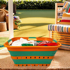SAMMART 42L (11 gallon) Collapsible Plastic Laundry Basket - Foldable Pop Up Storage Container/Organizer - Space Saving Hamper/Basket (1, Autumn Leaf/Forest Green)