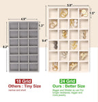 Jenseits 4 Jewelry Organizer Drawer Insert, Stackable Velvet Jewelry Tray Organizer Display Case Storage Containers, Earring Holder Necklace Watch Bracelet Accessary Ring Trays, Gift For Women (Beige)