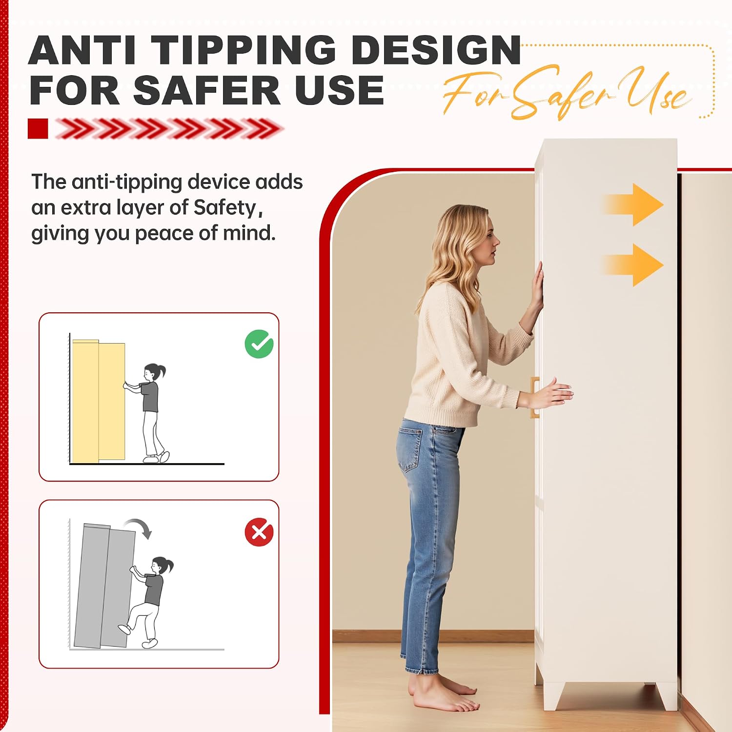 Superday Metal Wardrobe Closet, 72" H Bedroom Armoires with Wooden Handle, Storage Cabinet with Adjustable Shelves and Hanging Rods, Steel Storage Locker Closet for Home, Office, Employee, Gym (White)