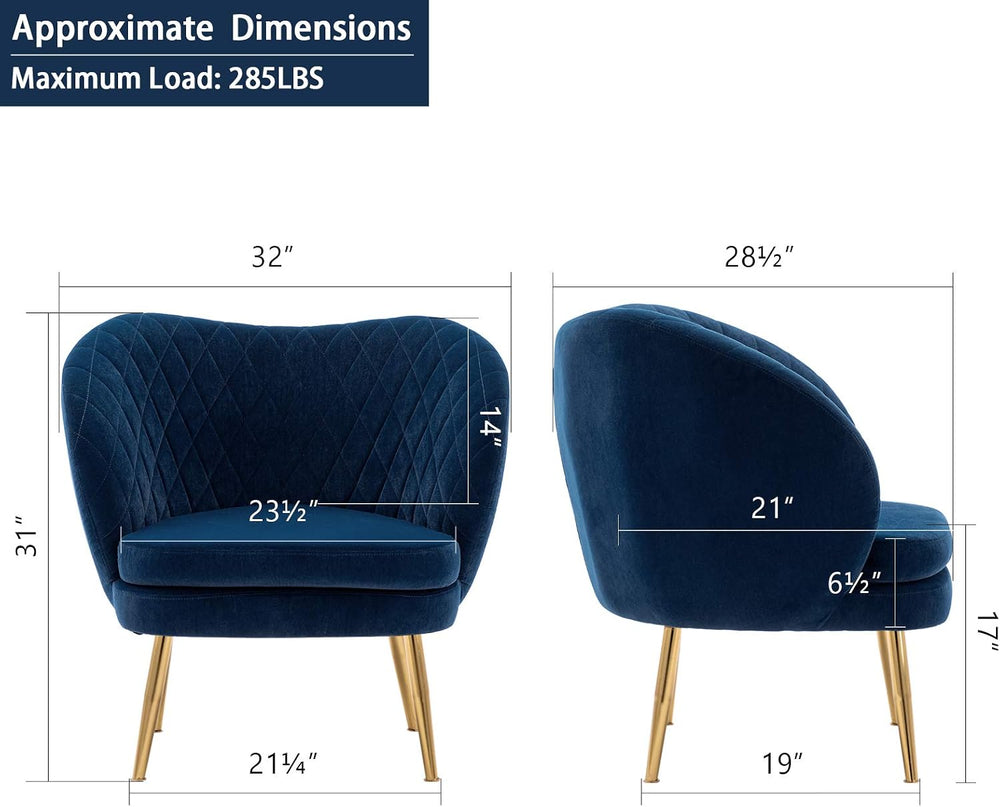 DUHOME Velvet Accent Chair with Barrel Backrest