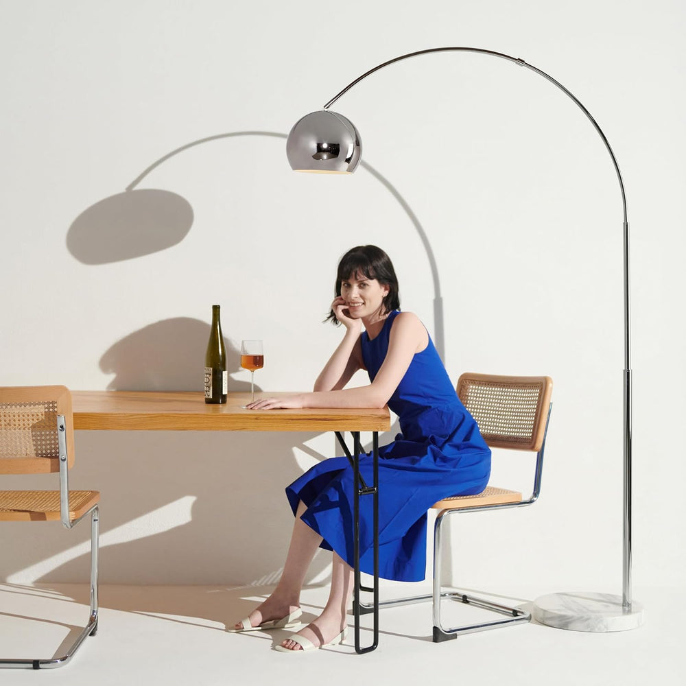 Brightech Olivia Floor Lamp - Chic Arc Lamp with Rounded Spolight Head and Ma...