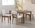 Kmax Modern Dining Chairs Set of 4, Upholstered Armless Wood Chairs Linen Fabric Side Chairs for Dining Room, Kitchen - Beige
