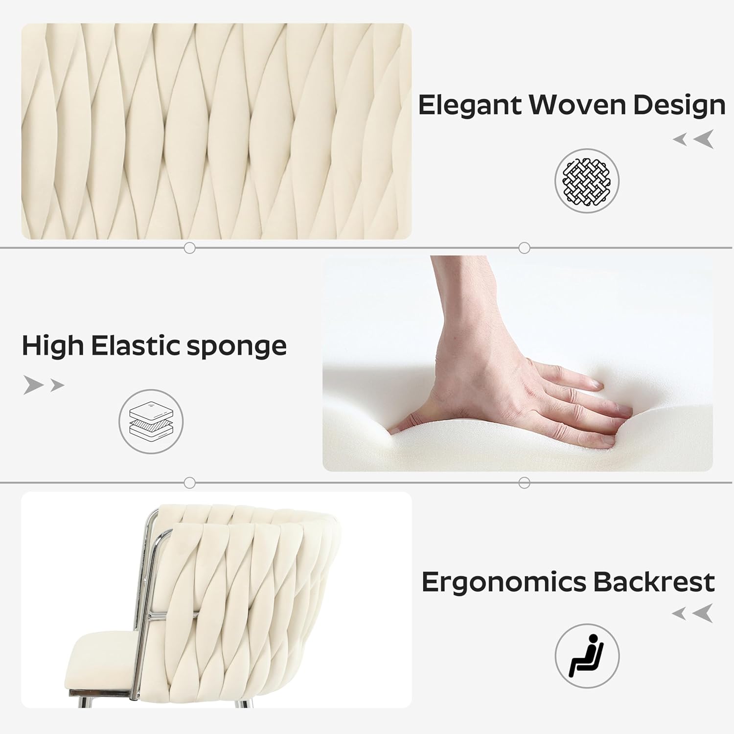 Silver Glass Round Dining Set for 4, 36'' Modern Minimalist Luxury Circle Dinner Room Set, 5 Piece Clear Glass Circular Kitchen Table with Ivory Woven Chair Set, for Small Apartment Home