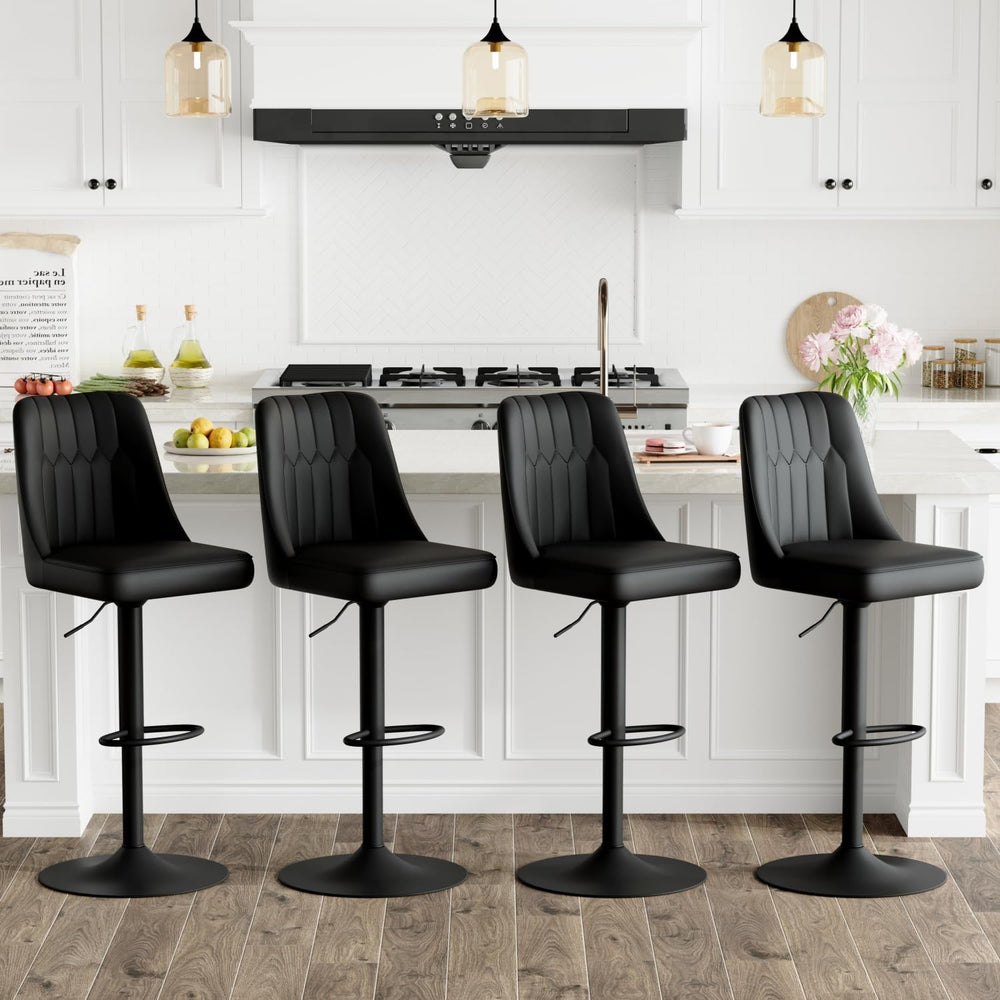 360° Adjustable Swivel Bar Stools Set of 4, Swivel Bar Stools with Back, Faux...