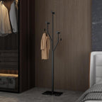 JIAYUEJU Freestanding Coat Rack Tree-shaped Metal Coat Tree with Heavy Duty Marble Base Corner Clothing Rack for Bedroom Entryway Hallway 14.96 x 10.24 x 68.9 Inches (Black)