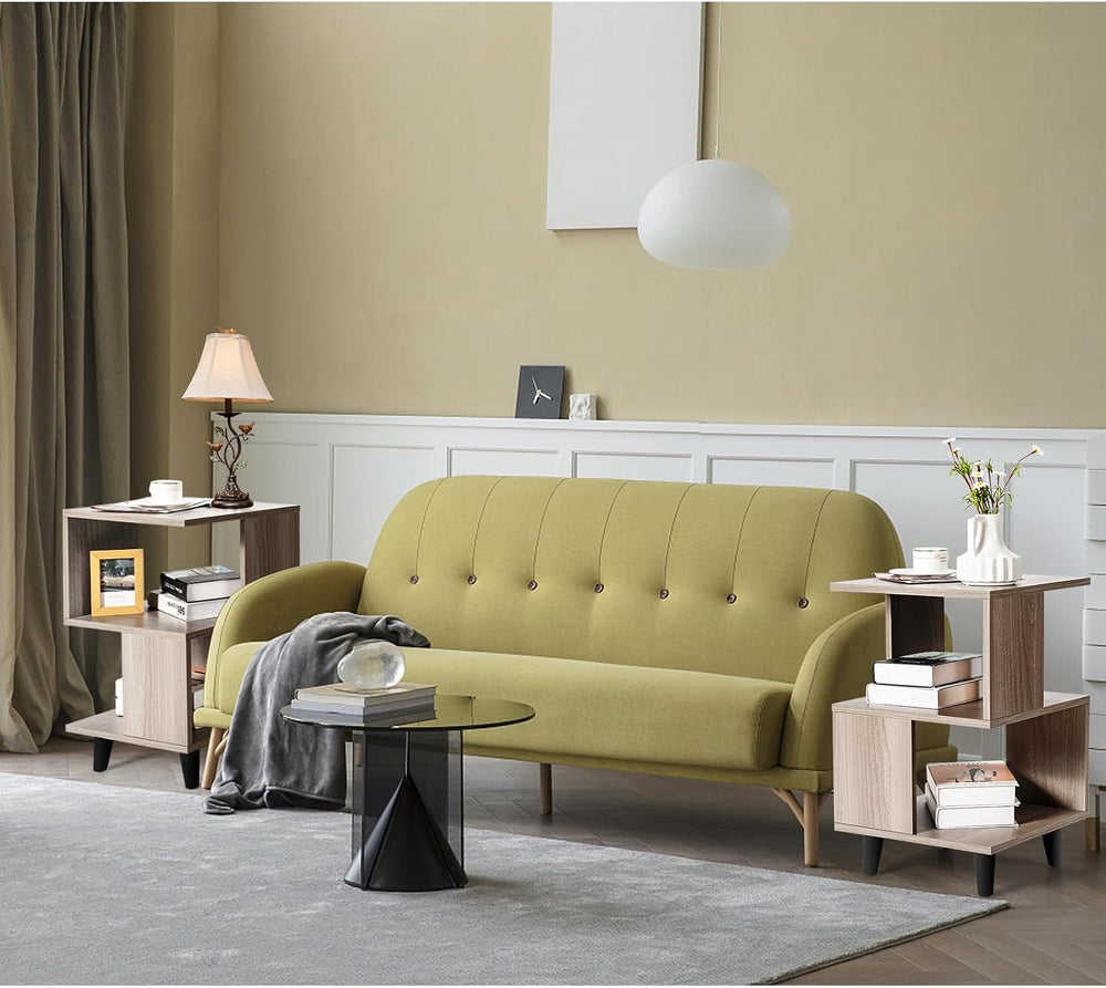 Giantex End Table, Wood Nightstand with Legs, Accent Sofa Side Table Open Sto...