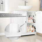 Pedestal Sink Storage Cabinet, Under Sink Cabinet with 2 Doors and Adjustable Shelf, Bathroom Sink Cabinet with U-Shape Cut-Out, Under Pedestal Sink Storage Cabinet for Bathroom, White