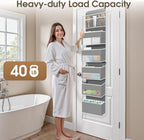 6-Tier Over The Door Organizer, Hanging Storage Organizer with Clear Window, 40lb Ultra Sturdy Large Capacity Room Organizer for Pantry Bathroom Nursery Closet Baby Essential (Grey)