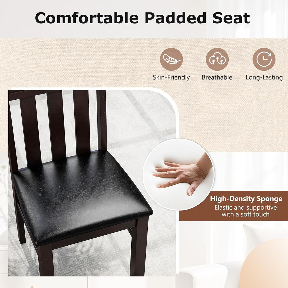 Giantex Wooden Dining Chairs Set of 4, High Back Dining Room Chairs with Padd...