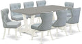 East West Furniture V097SI215-9 9 Piece Dining Room Set Includes a Rectangle Kitchen Table with V-Legs and 8 Baby Blue Linen Fabric Parsons Dining Chairs, 40x72 Inch, Multi-Color