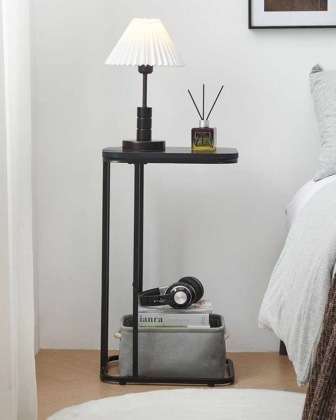 C Shaped End Table Set of 2, Small Side Table for Sofa and Bed, Couch Tables ...