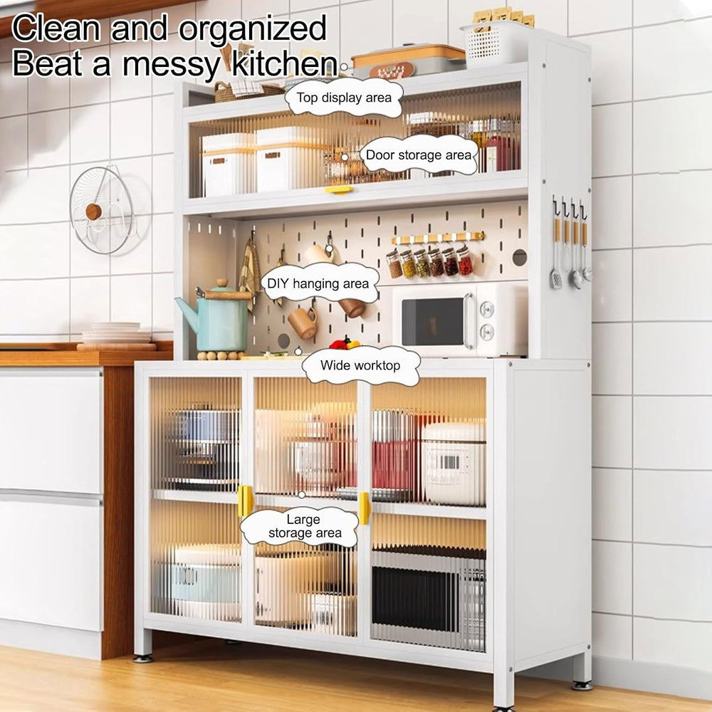 Sideboard with Buffet Cupboard, Tall Kitchen Pantry Storage Cabinet with Micr...