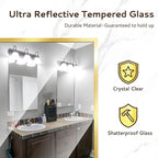 Gold Bathroom Mirror 26"x38", Rectangle Vanity Mirror with Frosted Metal Frame, Tempered Glass Wall Mounted Mirrors, Rust-Resistant for Bathroom, Bedroom & Living Room Decor