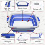 KITCHEN PERFECTION Collapsible XL Smoker & BBQ Prep Tub with Locking Lid & Cutting Board - Grill Caddy Container for Meat Marinating & Brine Perfect For Brisket, Turkey & Ribs - Best Gift For Men