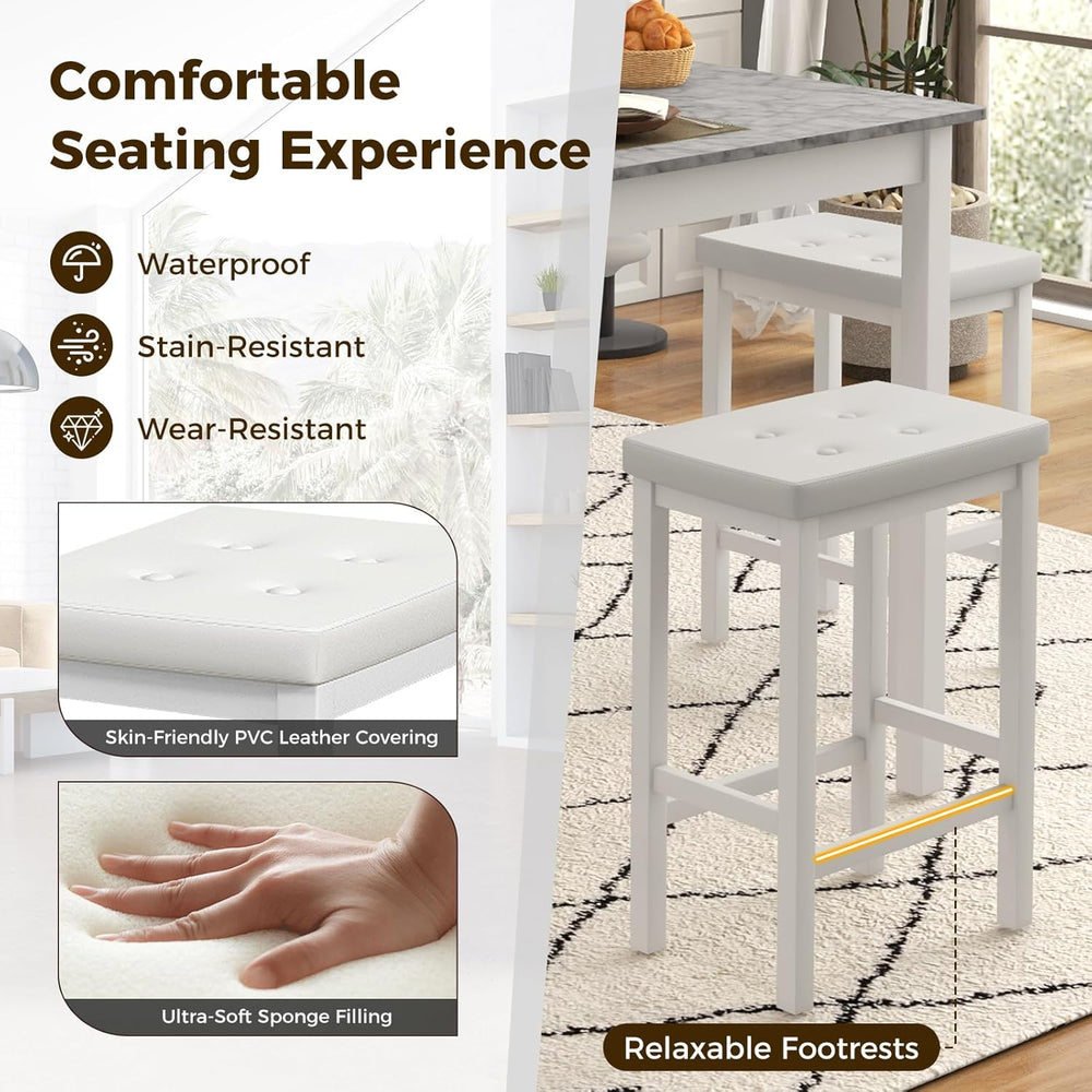 Tangkula 5-Piece Counter-Height Bar Table Set, Faux Marble Square Table &...