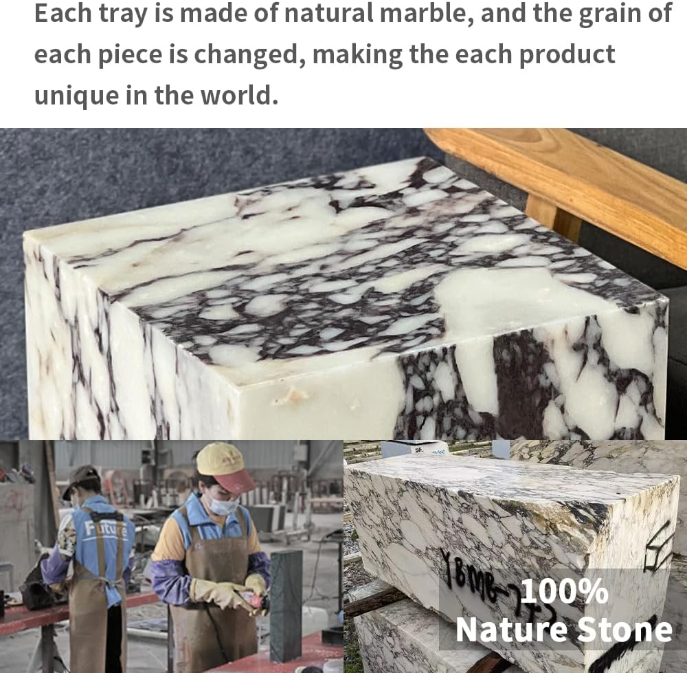 Luxury Marble Side Table,Square End Table for Modern Sofa and Bed, Living Roo...