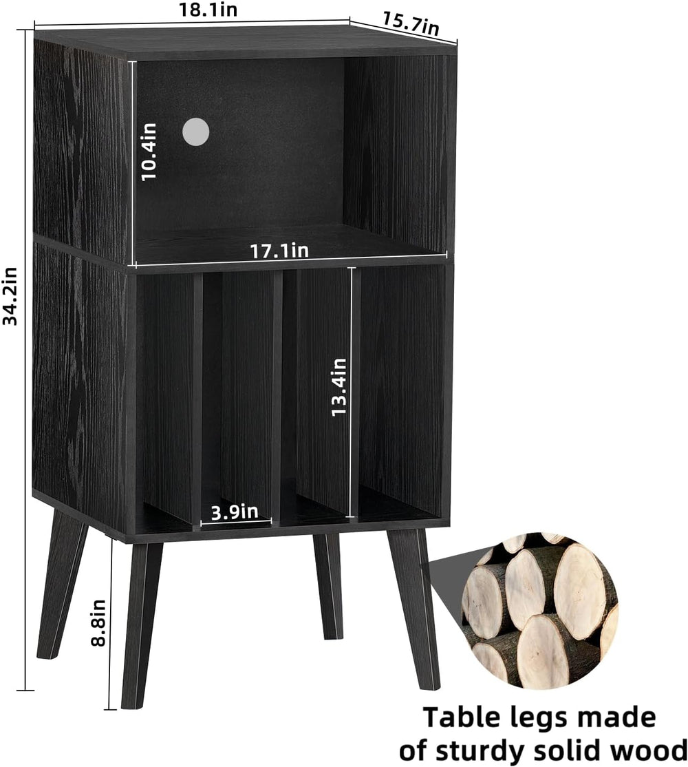 Lerliuo Record Player Stand, Black Turntable Stand Holds up to 160 Albums | M...