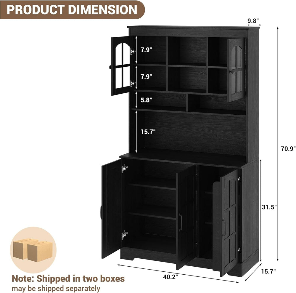 Spacious Storage & Modern Design Pantry Cabinet with Hutch – 70.9'...