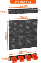 TORACK Garage Metal Pegboard with Accessories, Tools Organizer Peg Board with Pegboard Hooks, Bins, Tool Storage Pegboards for Wall(Black)