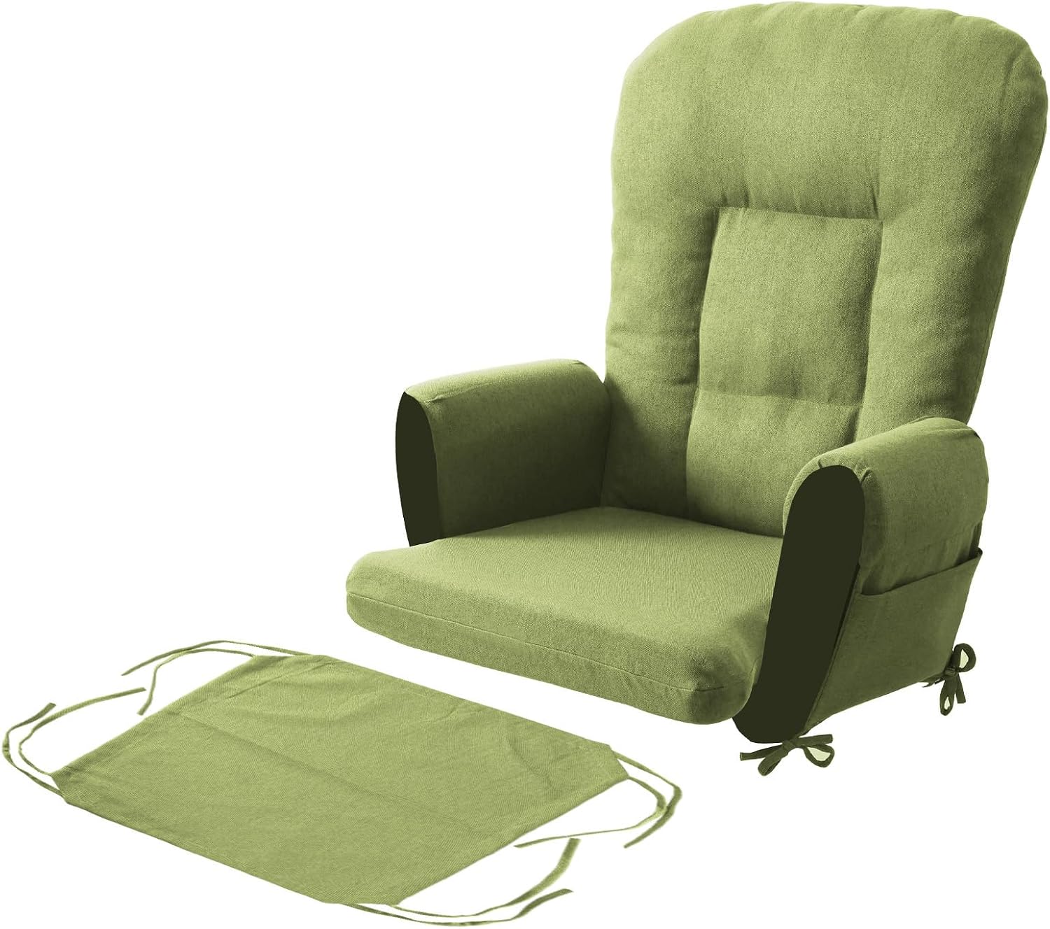 ANMINY 5pcs Glider Rocker Replacement Cushions Set - Thickened Glider Rocking Chair Cushions with 29.5 inch High Backrest & Side Pockets for Indoor Nursery, Washable & Non Slip, Green