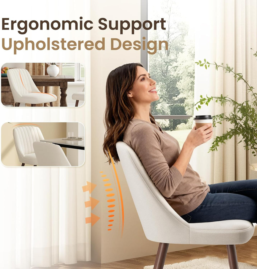 MALOL Upholstered Dining Chairs Set of 4, Modern Fabric Kitchen Chairs with B...
