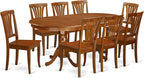 East West Furniture PLAV9-SBR-W 9 Piece Dining Room Furniture Set Includes an Oval Kitchen Table with Butterfly Leaf and 8 Dining Chairs, 42x78 Inch, Saddle Brown