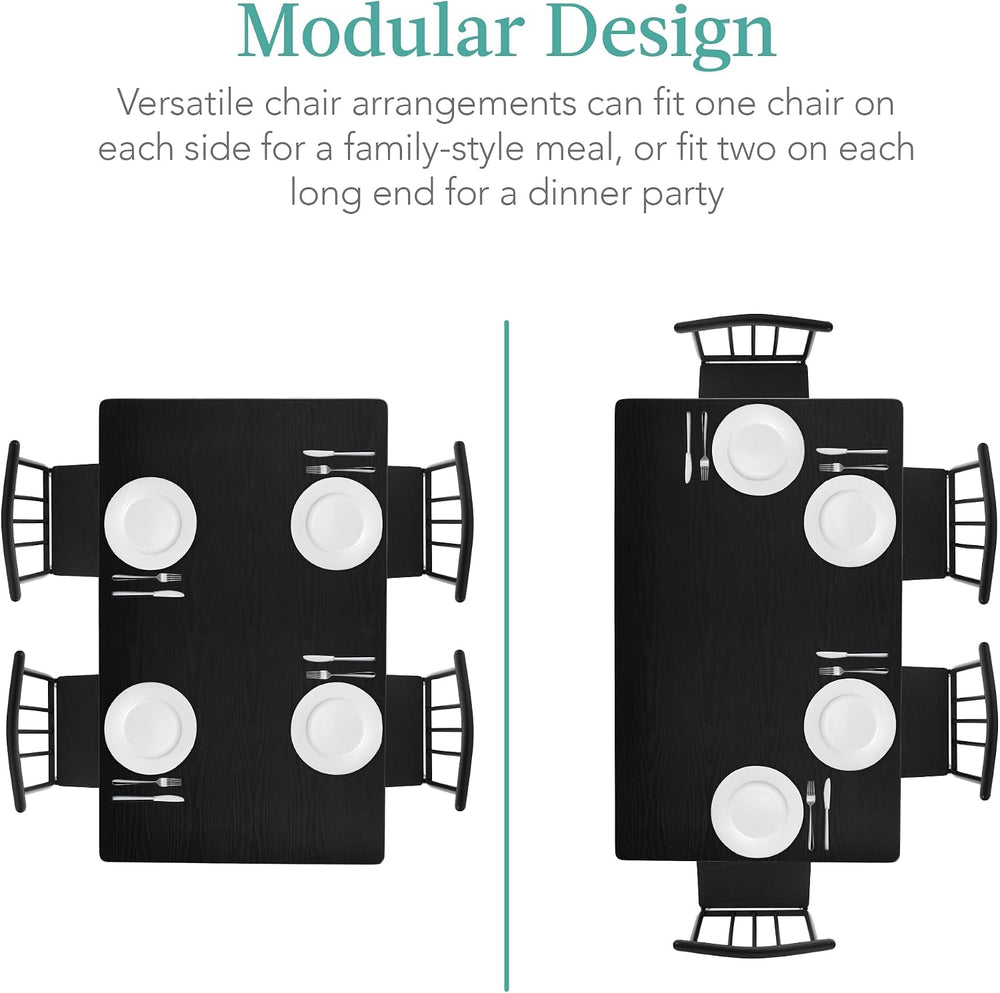 Best Choice Products 5-Piece Metal and Wood Indoor Modern Rectangular Dining ...