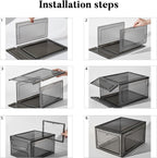 Attelite Upgrade 12pack Shoe Box Storage Containers,Thicken Sturdy Clear Stackable Plastic Shoe Organizer Box with Magnetic Door, Drop Front Shoe Box Sneakers X-Large