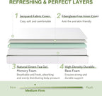 Full Size Memory Foam Mattress, 12 Inch Bed Mattress in a Box with Cooling Green Tea Gel, Relieve Pressure with Medium Support, CertiPUR-US Certified, 75''L x 54''W, White