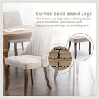 Dining Chairs Set of 8, Linen Channel Tufted Kitchen Chair with Curved Solid Wood Legs, Comfortable Fabric Upholstered Dining Chair for Home, (Beige, 8pc)
