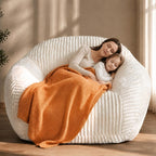 HUGHEAVEN Large Bean Bag Chairs for Adults, Adult Bean Bag Chair with Back Support, Reading Chair for Bedroom, Beige