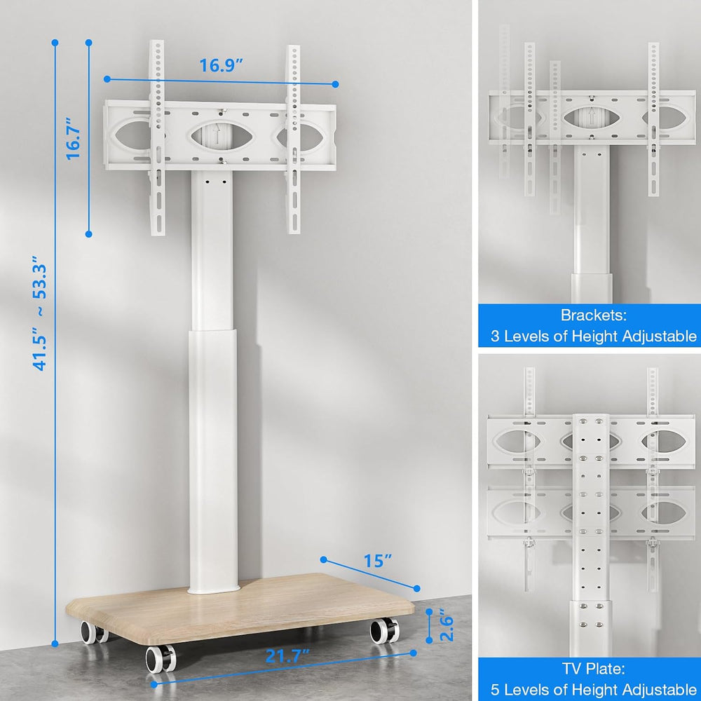 Rfiver Rolling TV Stand for 32 to 70 Inch TVs, Modern Corner TV Stand with Up...