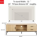 TV Stand for 55/60 Inch TV, Modern Wood Entertainment Center with Storage, 52" Media Console Table with 2 Drawers & Door Cabinet, Television Stands for Living Room & Bedroom(Burlywood)
