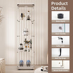 Beauty4U Glass Display Cabinet with LED Light, 4 Shelves, Curio Cabinets for Living Room, Bedroom, Office, White Floor Standing Glass Bookshelf, Quick Installation
